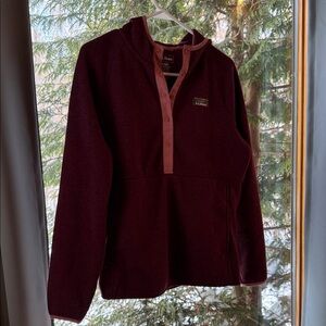 L.L. Bean Burgundy Fleece Hoodie Snap Pullover Women’s (Small Regular)
